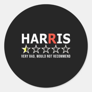 Adesivo Redondo Engraçado Kamala Harris Não Recomendaria V