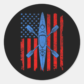 Adesivo Redondo Engraçado Kayaking Pela Legal Bandeira Americana K