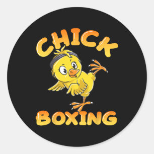 Adesivo Redondo Engraçado Kickboxing Lutando Garota Bonita Boxando