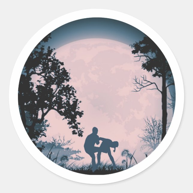 Adesivo Redondo Engraçado Krav Maga Groin Kick Full Moon Sticker R (Frente)