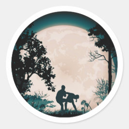 Adesivo Redondo Engraçado Krav Maga Groin Kick Full Moon Sticker T