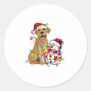 Adesivo Redondo Engraçado Labrador Cão de Natal Tee Snowman Xmas L
