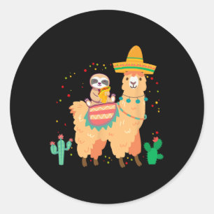 Adesivo Redondo Engraçado Lama E Lama Com Taco E S Mexicanos