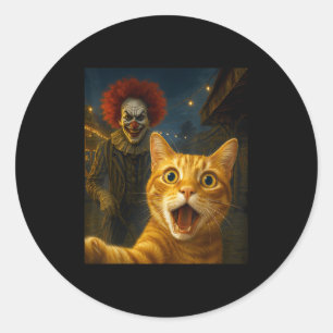 Adesivo Redondo Engraçado Laranja Tabby Cat Selfie Clowe Soky Ca