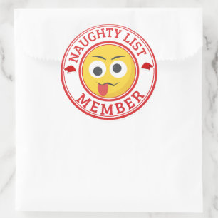 Adesivo Redondo Engraçado Lista de Malditos Rostos de Natal