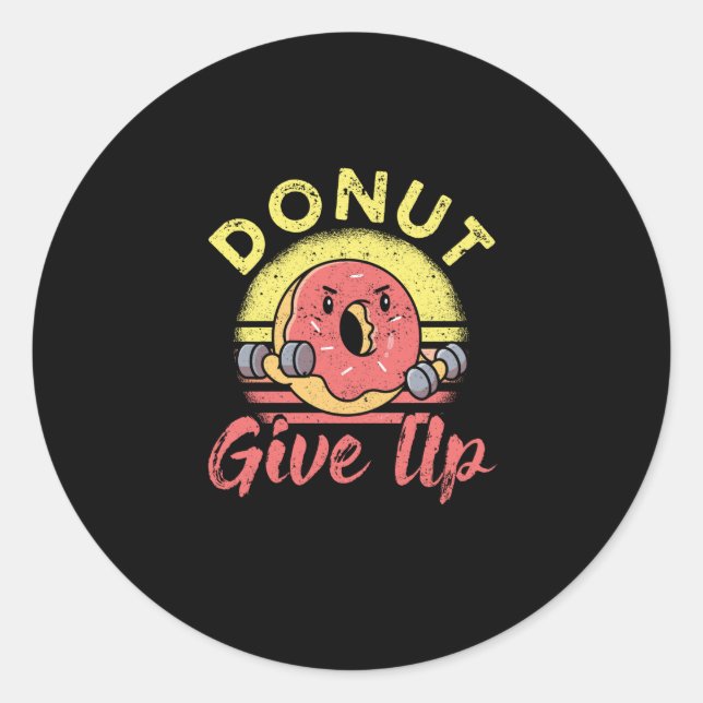 Adesivo Redondo Engraçado Malhação de Workout Gym Barbell (Frente)