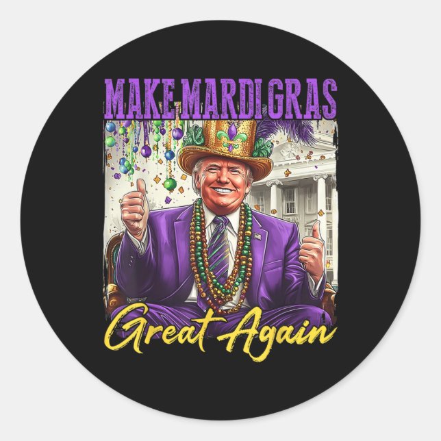 Adesivo Redondo Engraçado Mardi Gras Donald Trump Mardi Gras Ameri (Frente)