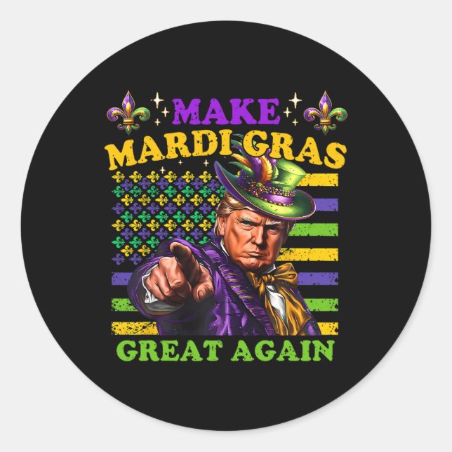 Adesivo Redondo Engraçado Mardi Gras Donald Trump Mardi Gras Ameri (Frente)