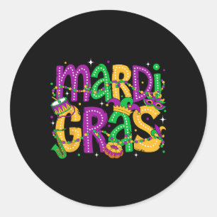 Adesivo Redondo Engraçado Mardi Gras Parade Outfit Jester Homens D