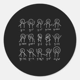 Adesivo Redondo Engraçado Matemática dança Feliz Rosto Desenho Álg