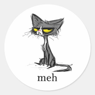 Adesivo Redondo Engraçado Meh Cat Gift Para Gaqueiros