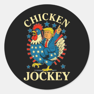 Adesivo Redondo Engraçado Meme Chicken Jockey