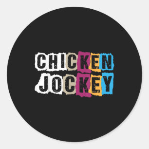 Adesivo Redondo Engraçado Meme Chicken Jockey T-shirt.png