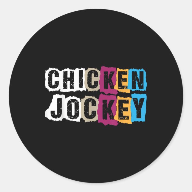 Adesivo Redondo Engraçado Meme Chicken Jockey T-shirt.png (Frente)