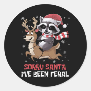Adesivo Redondo Engraçado Meme de Natal Raccoon Desculpe Papais no