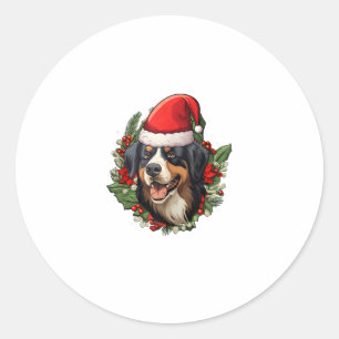 Adesivo Redondo Engraçado Natal Bernese Mountain Dog