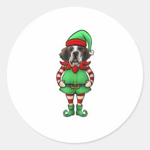 Adesivo Redondo Engraçado Natal Elf Rua Bernard Dog Santo Bernard