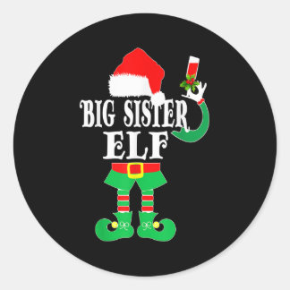 Adesivo Redondo Engraçado Natal Irmã Grande ELF Xmas Pajama Matchi