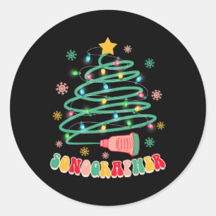 Adesivo Redondo Engraçado Natal Xmas Vibes Sonógrafo Ultrasom