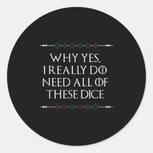Adesivo Redondo Engraçado Nerdy Gaming D20 Rpg Dice Dizendo Cotaçã