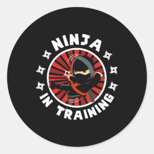 Adesivo Redondo Engraçado Ninja No Treinamento Karate Lover Artes