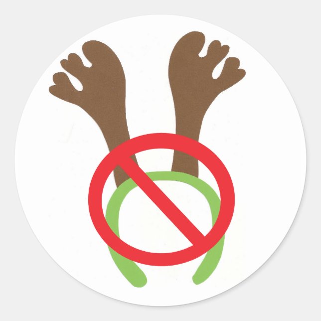 Adesivo Redondo Engraçado Novidade, Antlers de Natal Banidos (Frente)