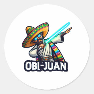 Adesivo Redondo Engraçado Obi Juan Movie Parody Cinco De Mayo