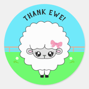 Adesivo Redondo Engraçado, Obrigado (Ewe)
