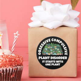 Adesivo Redondo Engraçado Obsessivo Transtorno Vegetal Compulsivo