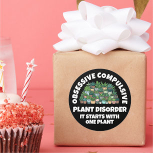 Adesivo Redondo Engraçado Obsessivo Transtorno Vegetal Compulsivo