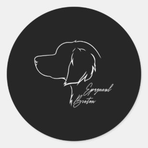 Adesivo Redondo Engraçado Orgulhoso Perfil Epagneul Breton Cão Mãe