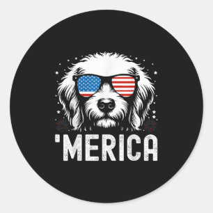 Adesivo Redondo Engraçado Ouro Patriótico Retriever Merica Happy 4