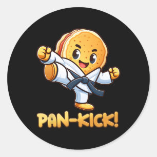 Adesivo Redondo Engraçado Pancake Pan Karate Taekwondo Kick Boys G