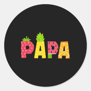 Adesivo Redondo Engraçado Papá Fruitário, Fatia de Fruta dos Homen
