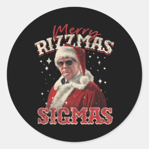 Adesivo Redondo Engraçado Papai noel Feliz Rizzmas Sigmas Xmas Paj