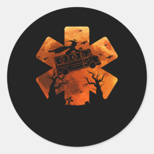 Adesivo Redondo Engraçado paramédico EMT Feiticeira do Halloween A