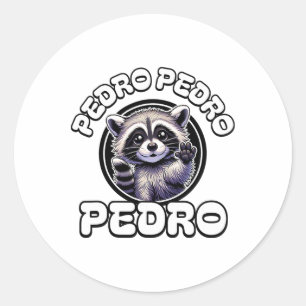 Adesivo Redondo Engraçado Pedro Dancing Raccoon Internet popular