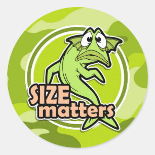 Adesivo Redondo Engraçado Pesca; camo verde brilhante, camuflagem