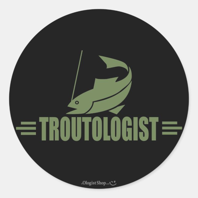 Adesivo Redondo Engraçado Pesca de Trutas (Frente)