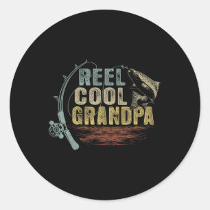 Adesivo Redondo Engraçado Pesca Vintage Reel Legal Vovô