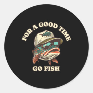 Adesivo Redondo Engraçado Pescador Pescado Piada de Tempo Bom