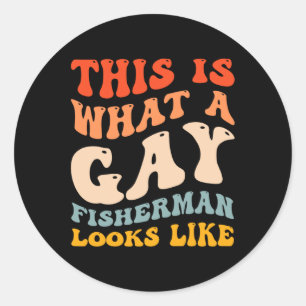 Adesivo Redondo Engraçado Pescar Orgulho gay Que Parece Um Pescado
