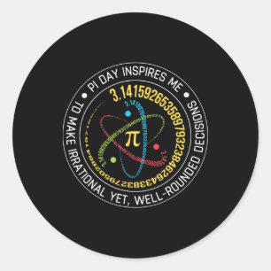 Adesivo Redondo Engraçado Pi Day Me Inspira Vintage Spiral Pi Prof