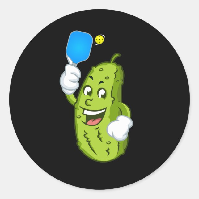 Adesivo Redondo Engraçado Pickleball Humor Humor Cucumber (Frente)