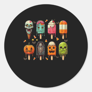 Adesivo Redondo Engraçado picolé Verão Horror Halloween Gelo Cream