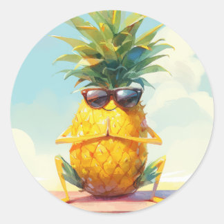 Adesivo Redondo Engraçado Pineapple Yoga