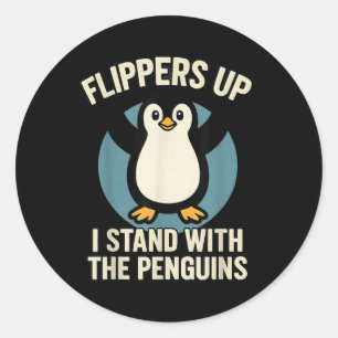 Adesivo Redondo Engraçado Pinguim Pé Para Cima Eu Pego O Pinguim