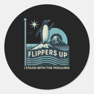 Adesivo Redondo Engraçado Pinguim Pé Para Cima Eu Pego O Pinguim
