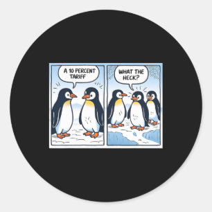 Adesivo Redondo Engraçado Pinguins Tarifas 10% Sarcasmo Político