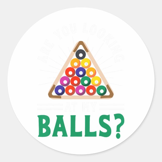 Adesivo Redondo Engraçado Piscina Sarcástico Billiards Slogan Olha (Frente)